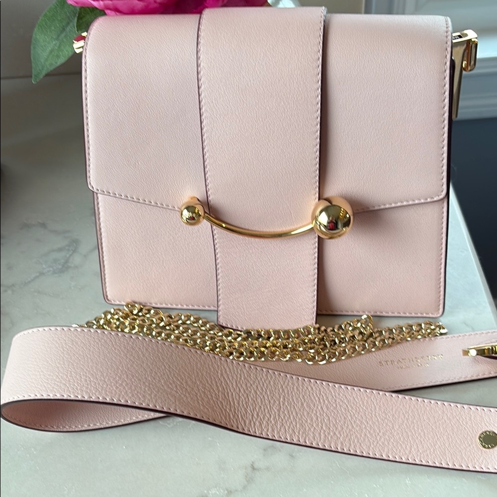 Blush Pink Leather Crossbody Bag